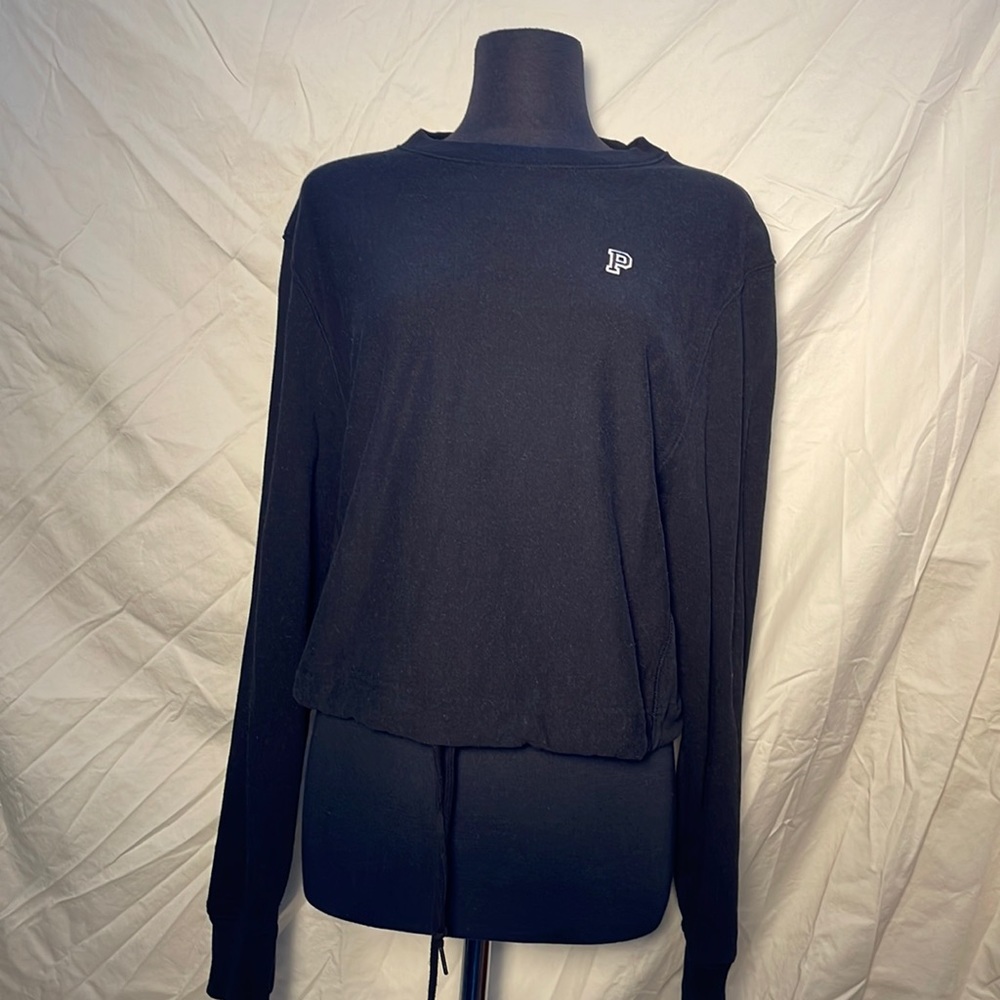 Victoria’s Secret PINK Black Cropped Tie Sweatshirt